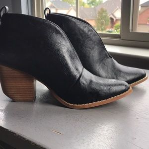 Black leather booties